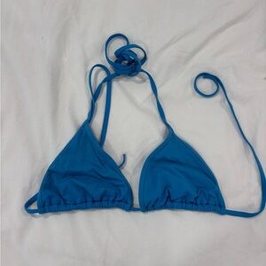 Solid Blue Triangle Bikini Top